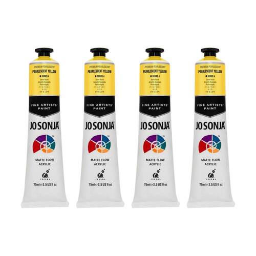 4PK Jo Sonja Pearlescent Colour Series Acrylic Artist Paint 75mL Tube Yellow