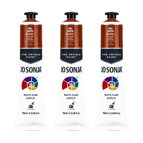 3PK Jo Sonja Acrylic Colour Series Artist Craft Paint 75mL Tube Red Earth