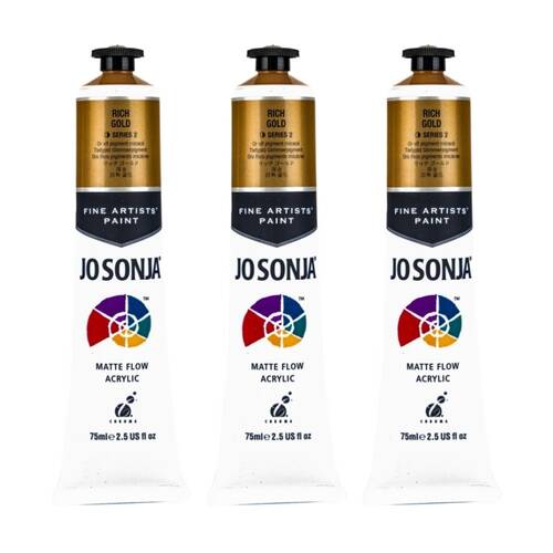 3PK Jo Sonja Acrylic Colour Series Artist Craft Paint 75mL Tube Rich Gold