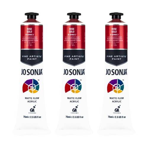 3PK Jo Sonja Acrylic Colour Series Artist Craft Paint 75mL Tube Rose Gold