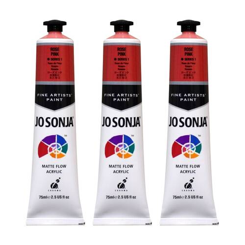 3PK Jo Sonja Acrylic Colour Series Artist Craft Paint 75mL Tube Rose Pink