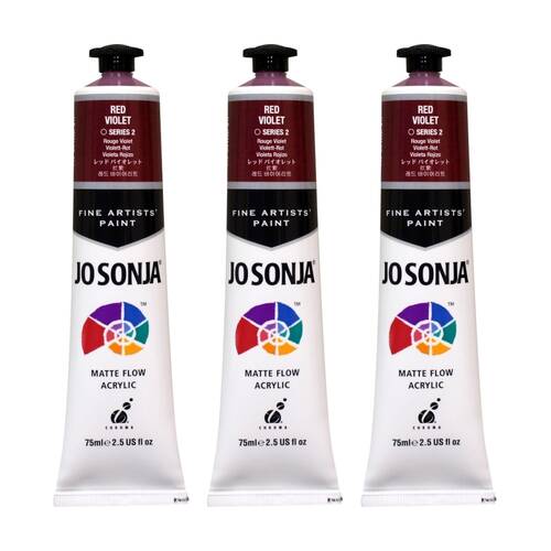 3PK Jo Sonja Acrylic Colour Series Artist Craft Paint 75mL Tube Red Violet