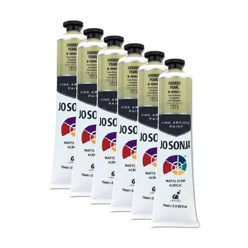 6PK Jo Sonja Acrylic Colour Series Artist Craft Paint 75mL Tube Smoked Pearl