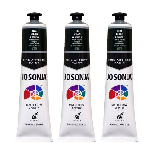 3PK Jo Sonja Acrylic Colour Series Artist Craft Paint 75mL Tube Teal Green