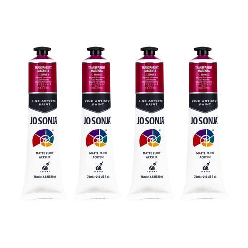 4PK Jo Sonja Acrylic Colour Series Artist Paint 75mL Tube Transparent Magenta