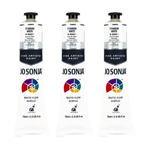 3PK Jo Sonja Acrylic Colour Series Artist Craft Paint 75mL Tube Titanium White