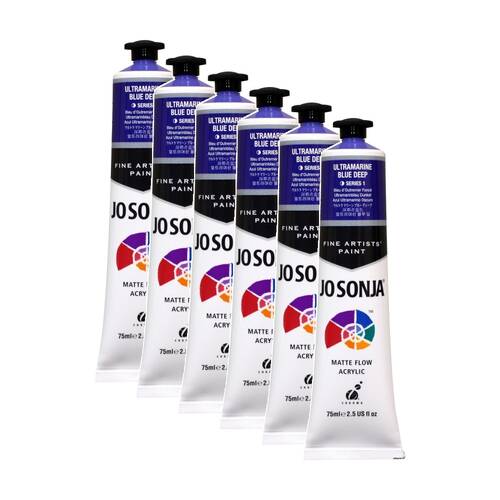 6PK Jo Sonja Acrylic Colour Series Artist Craft Paint 75mL Tube Ultra Blue Deep