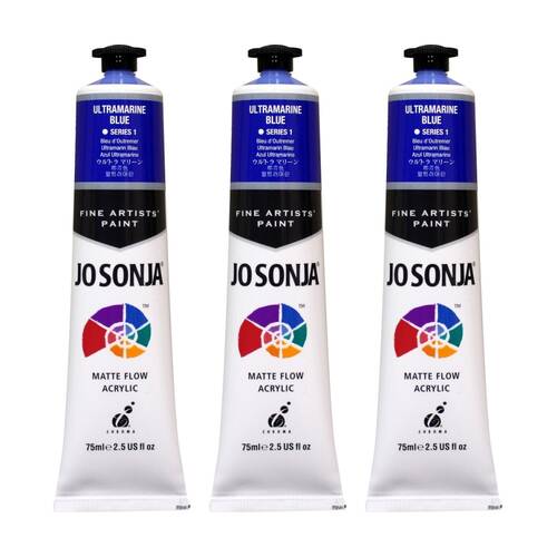 3PK Jo Sonja Acrylic Colour Series Artist Craft Paint 75mL Tube Ultramarine Blue
