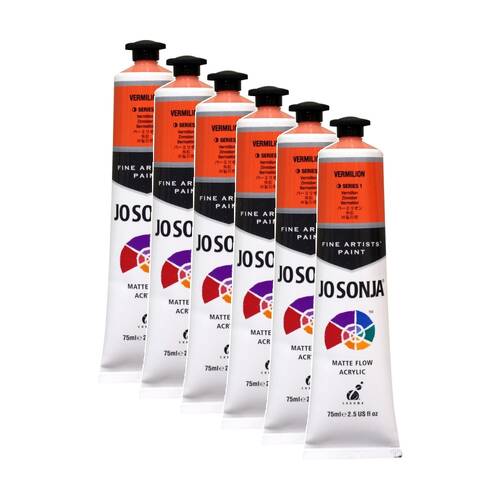 6PK Jo Sonja Acrylic Colour Series Artist Craft Paint 75mL Tube Vermillion