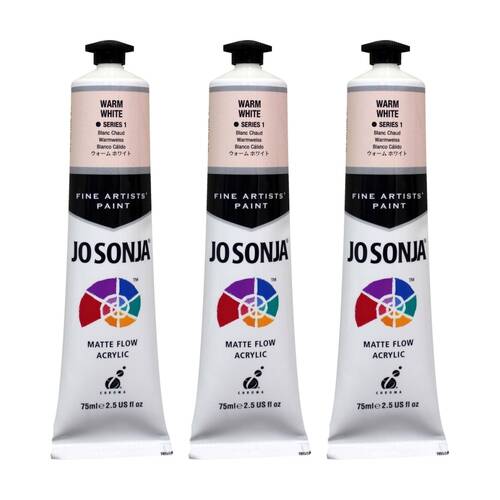 3PK Jo Sonja Acrylic Colour Series Artist Craft Paint 75mL Tube Warm White
