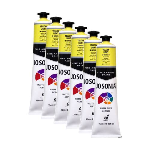6PK Jo Sonja Acrylic Colour Series Artist Craft Paint 75mL Tube Yellow Light