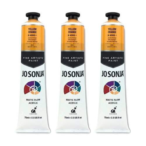 3PK Jo Sonja Acrylic Colour Series Artist Craft Paint 75mL Tube Yellow Orange