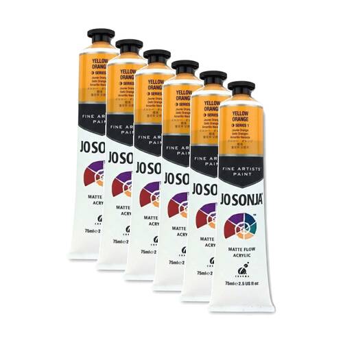 6PK Jo Sonja Acrylic Colour Series Artist Craft Paint 75mL Tube Yellow Orange
