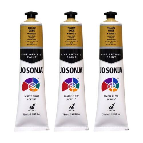 3PK Jo Sonja Acrylic Colour Series Artist Craft Paint 75mL Tube Yellow Oxide