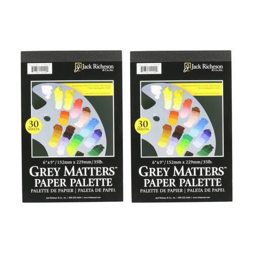 2PK Richeson Disposable Grey 5gsm Acid-Free Paper Paint Palette 6x9 Inch