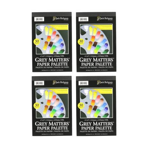 4PK Richeson Disposable Grey 5gsm Acid-Free Paper Paint Palette 6x9 Inch