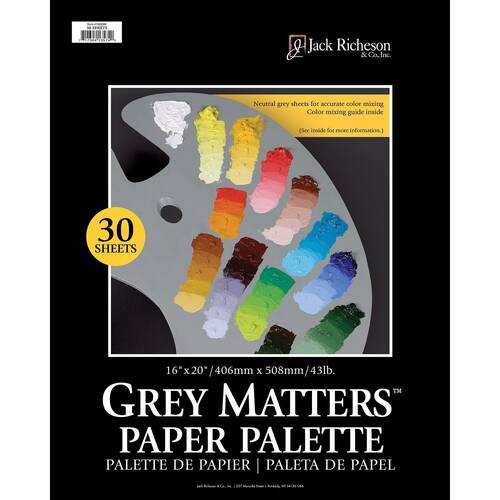 Richeson Disposable Grey 5gsm Acid-Free Paper Paint Palette 16x20 Inch