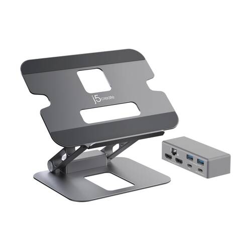 J5Create 7 Port Multi-Angle Foldable Laptop/Tablet Stand W/Dock Aluminium 16in