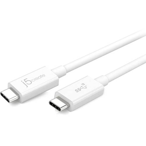 J5Create USB-C-To-USB-C Coaxial Cable White 100W 10Gbps