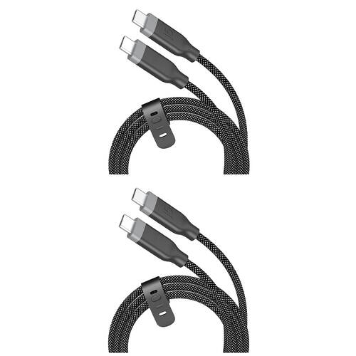 2PK J5Create PD USB-C 3-in-1 Fast Data Transfer & Charging Cable Black 1.2m