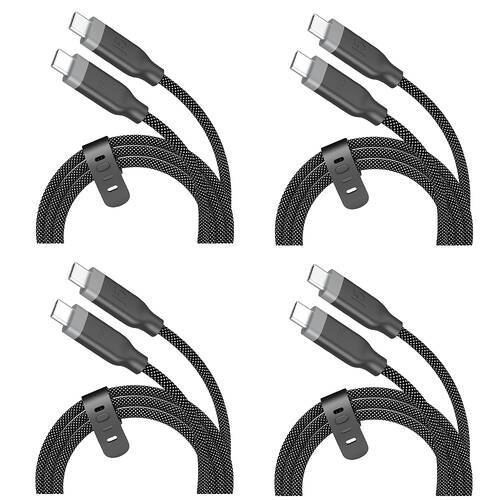 4PK J5Create PD USB-C 3-in-1 Fast Data Transfer & Charging Cable Black 1.2m