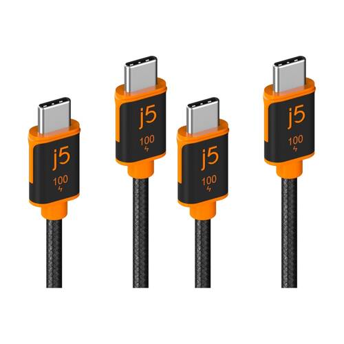 2PK J5Create USB-C-to-USB-C Sync & Fast Charge Braided Cable 100W 1.8m