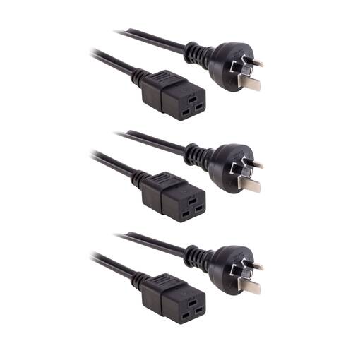 3PK Doss 1M 15Amp Iec-C19 Power Lead Rack Mount Cord IEC-C19 Australian 1m Cable