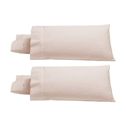 2x 2pc Bianca Heston 300TC Cotton Percale King Size Pillowcases Pink 48x74cm