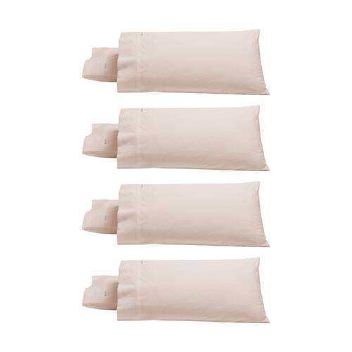 4PK 2pc Bianca Heston 300TC Cotton Percale King Size Pillowcases Pink 48x74cm