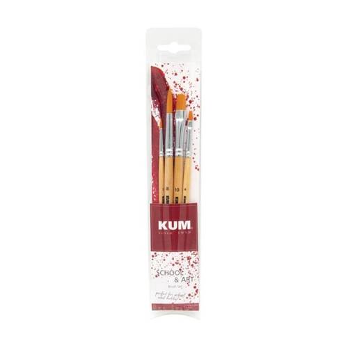 4pc Kum Art & School Artist/Student Painting Brush Set Mixed Shapes