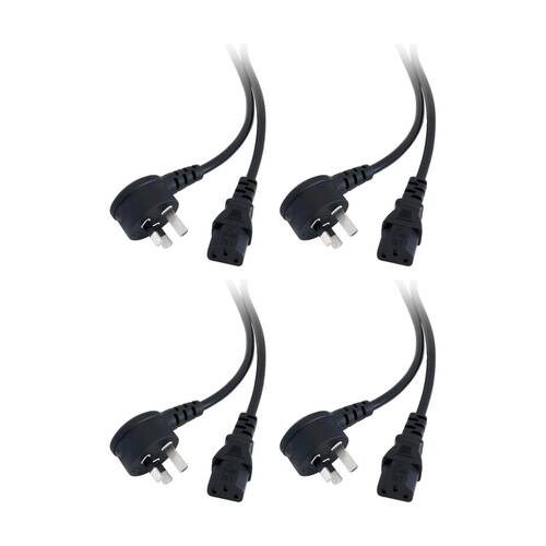 4PK Doss Iec C13 Power Lead 1.5M Right Angle End Black Cord 1.5m Plug