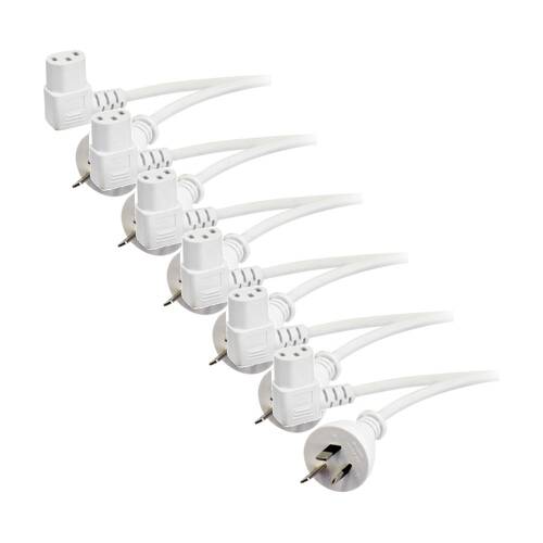 6PK Doss 2M Right Angle Iec Power Lead End White Cable 3 Core Cord AU Plug 10A