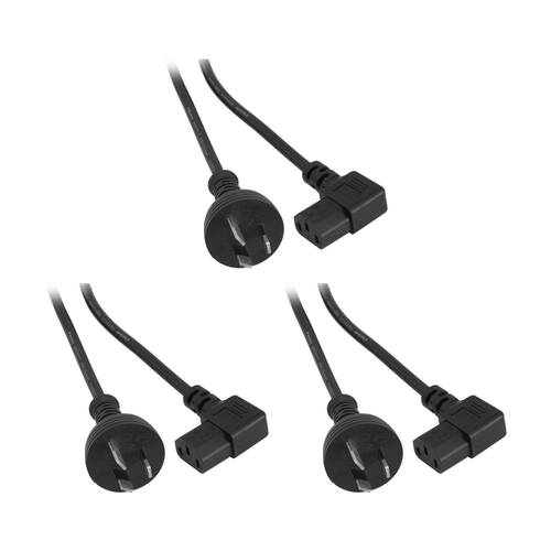 3PK Doss 3M Right Angle Iec Power Lead End Black IEC Cable Australian Cord