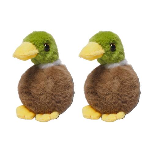 2x Living Nature Little Mallard Duck Soft Animal Kids Plush Toy Multicolour
