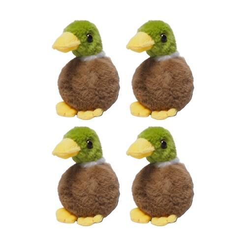 4x Living Nature Little Mallard Duck Soft Animal Kids Plush Toy Multicolour