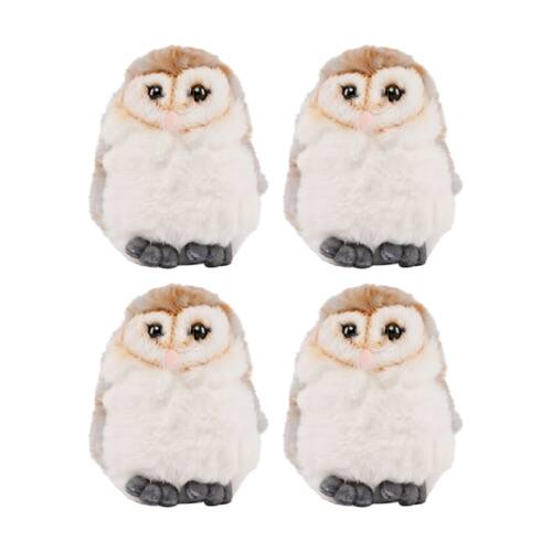 4x Living Nature Little Barn Owl Soft Animal Kids Plush Toy Brown/White