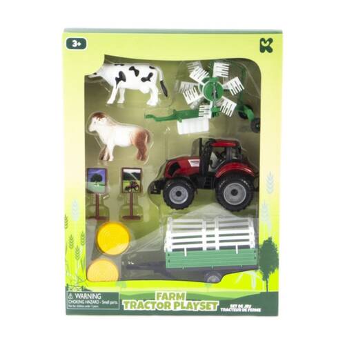 Keycraft Large Farm Tractor Playset Toy With Animals And Accessories Multicolour
