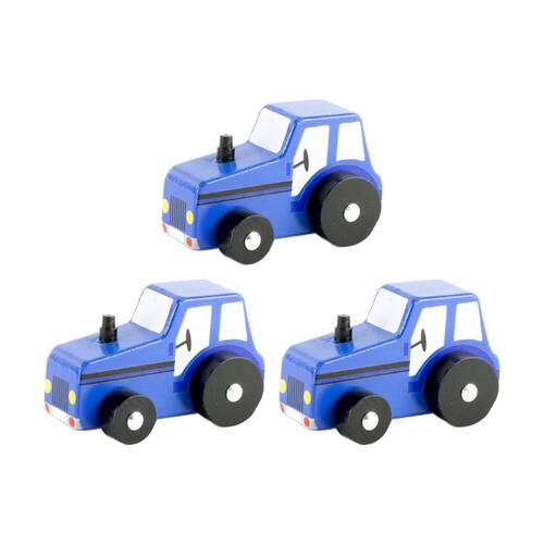 3x Keycraft Wooden Tractor Colourful Painted Finish Toy Assorted