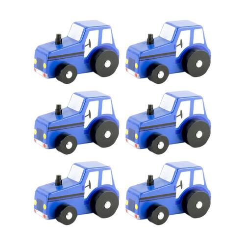 6x Keycraft Wooden Tractor Colourful Painted Finish Toy Assorted
