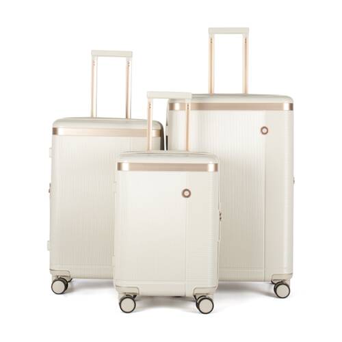 3pc Kate Hill Phoenix Set Luggage Hard Case TSA Lock Travel White 77cm
