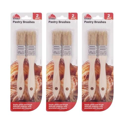 3x 2pc Culinary Kitchen Wooden Pastry Brushes Cooking Utensil 26.5cm