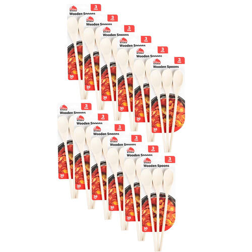 12x 3pc Culinary Kitchen Wooden Spoons Set Cooking Utensil 30cm