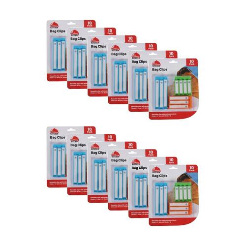 12x 10pc Braz Reusable Food Storage Keep Fresh Bag Clips Blue/Green/Orange