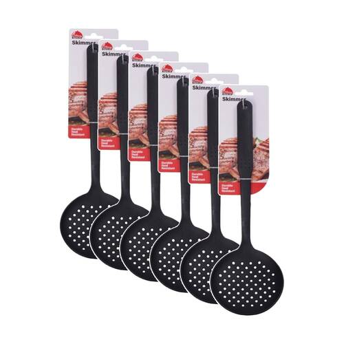 6PK Culinary Kitchen Nylon Skimmer W/ Hanging Hole Cooking Utensil Black