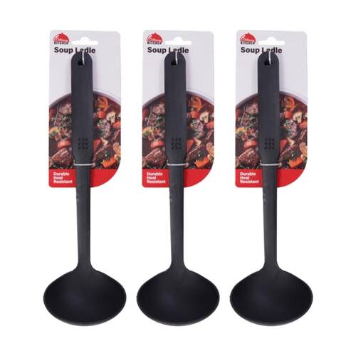 3PK Culinary Kitchen Nylon Ladle W/ Hanging Hole Cooking Utensil Black