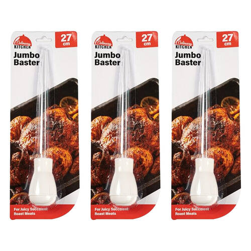 3PK Culinary Kitchen Nylon Jumbo Baster Cooking Utensil 27cm White
