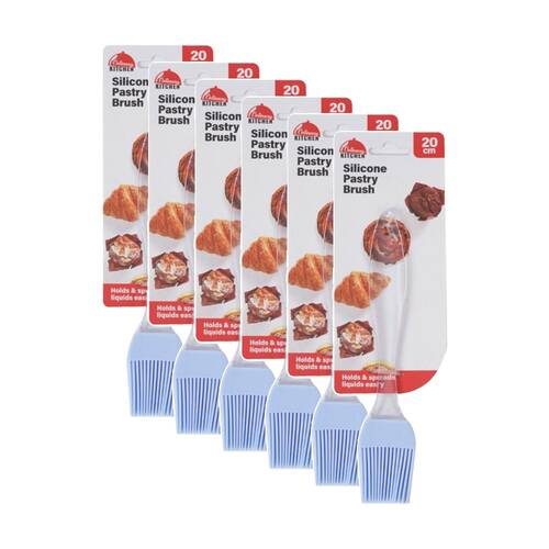 6PK Culinary Kitchen Silicone Blue Pastry Brush Cooking Utensil 20cm Assorted