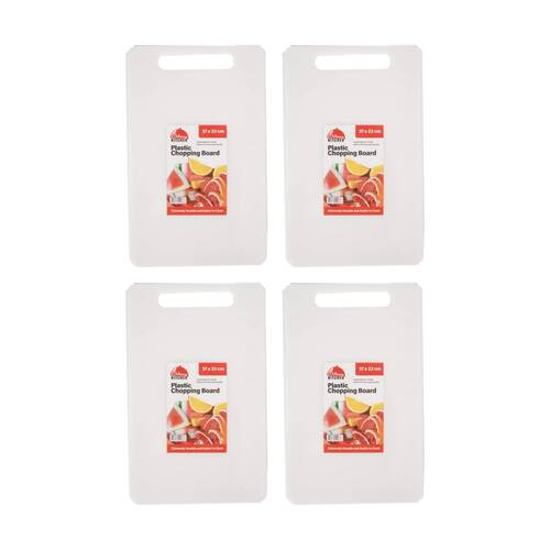 4PK Culinary Kitchen Plastic Rectangular Chopping Board 37x23cm White