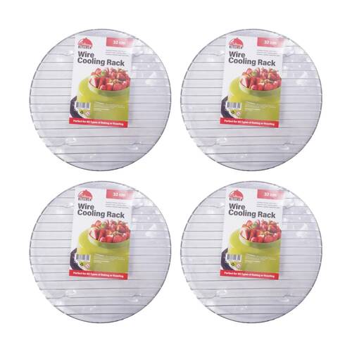 4PK Culinary Kitchen Round Chrome Wire Cake Or Pot Cooling Rack 32cm