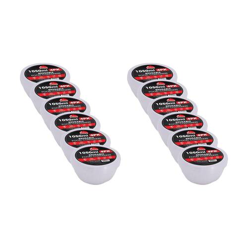 12x 4pc Braz Reusable Noodles Food Storage Containers W/ Lids 1050ml Clear